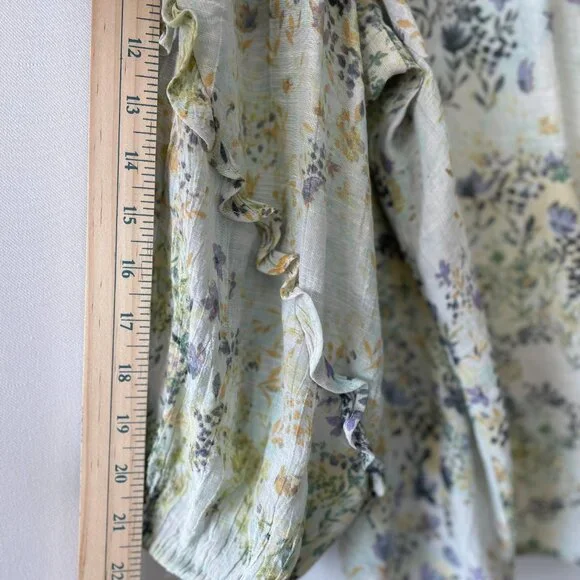 Zac & Rachel Womens Ivory Ruffle Trim Floral Print Preppy Blouse Top Size 3X - Picture 7 of 9